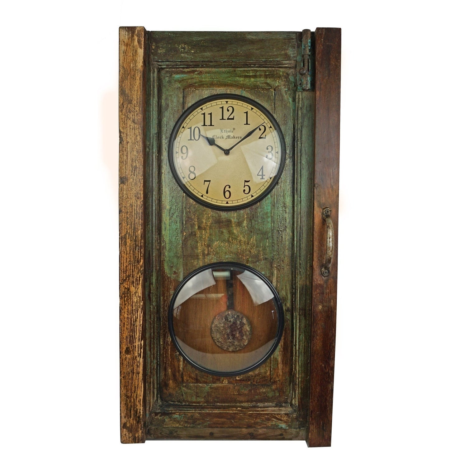 Recycled Old Wood Panel Pendalum Clock