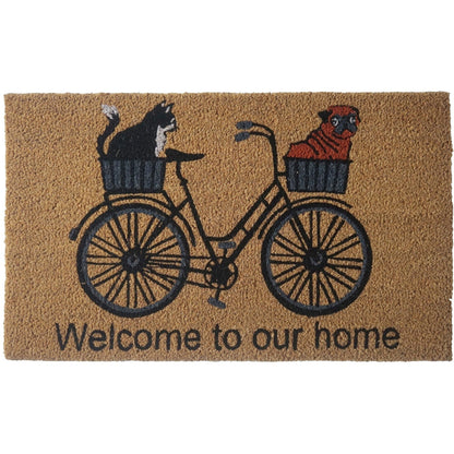 Bicycle Doormat, "Welcome to our home", 18x30in