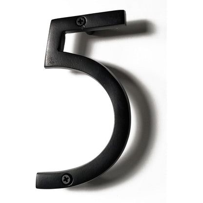 Black Aluminum Number 5, 8 inch