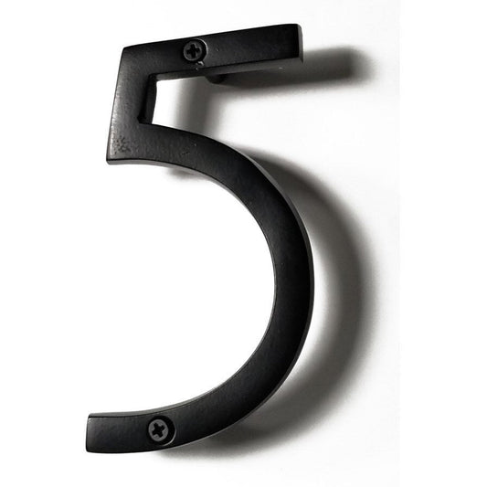 Black Aluminum Number 5, 8 inch