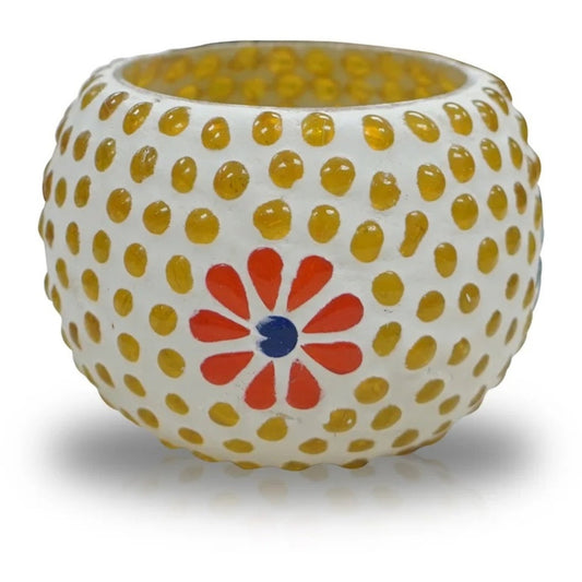 30% Off, Gb03S Votive Holders (3 Inch), Glass, Yellow Dots