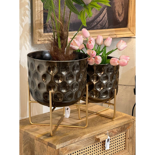 Valerie Planter Set, Black Nickel Metal