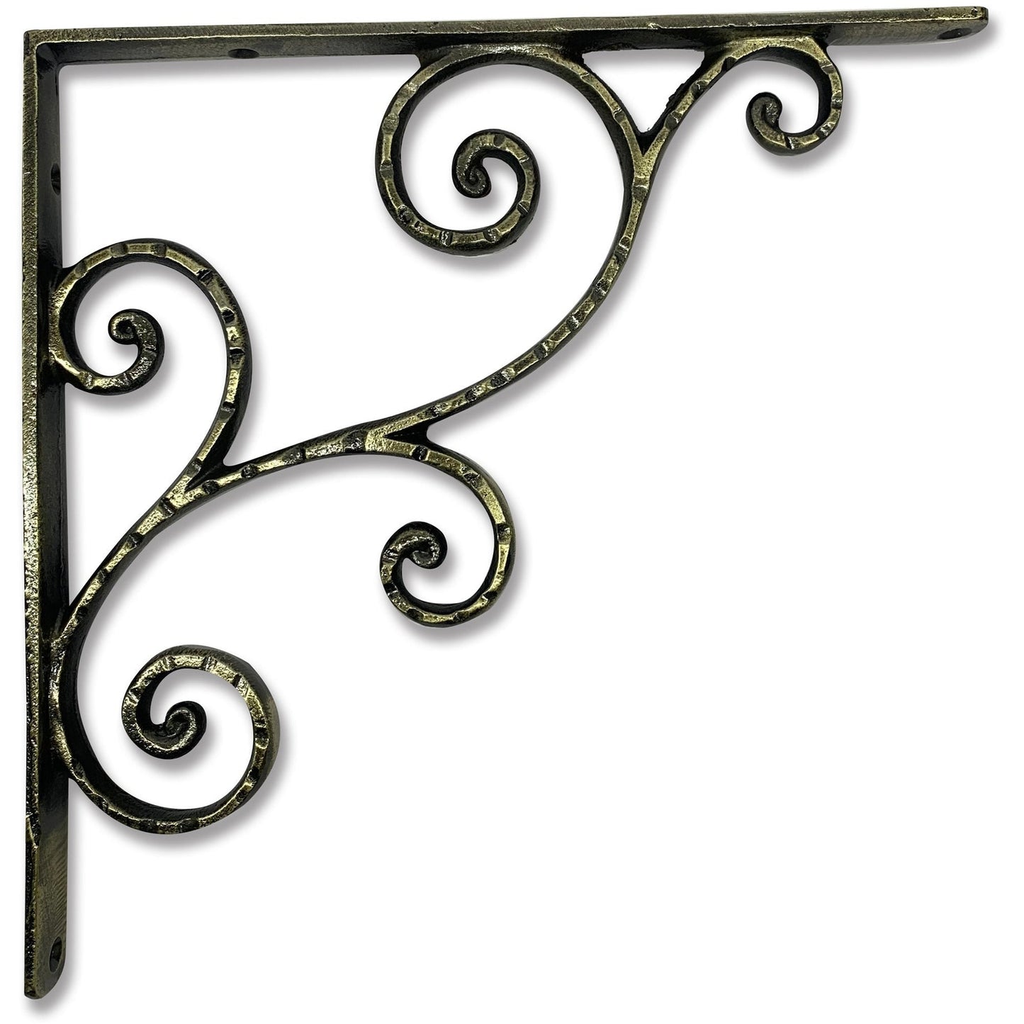 Rustic Shelf Bracket, Medium, Antique Brass