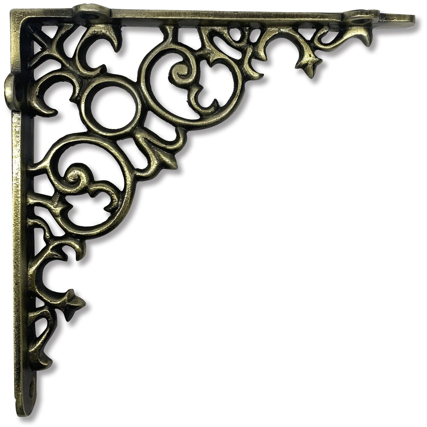 Scroll Shelf Bracket, Medium, Antique Brass