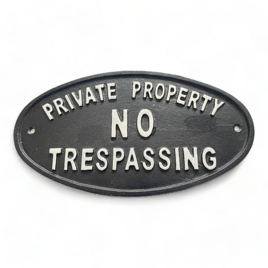 ~Private Property No Trespassing~ Plaque, Black