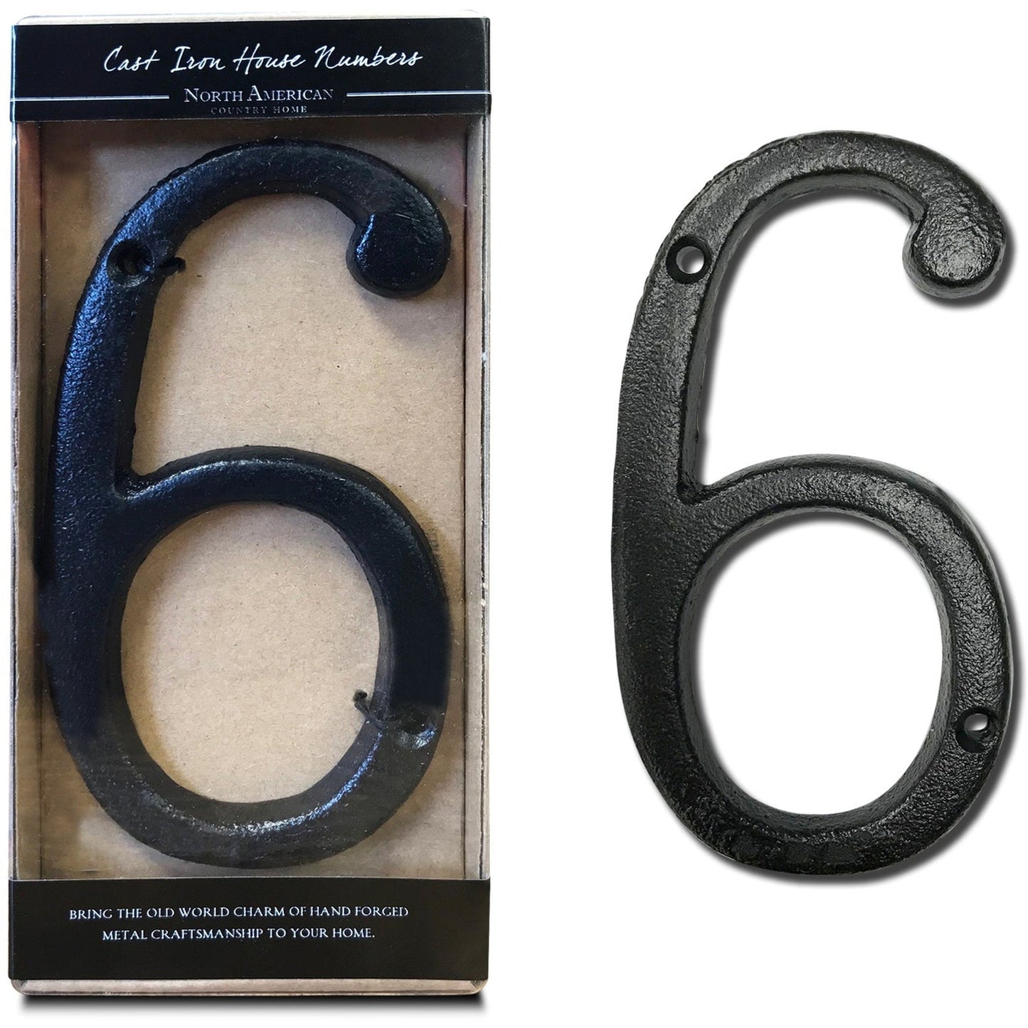 Cast Iron Roman Number 6 BLK