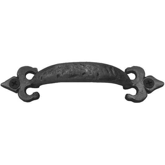 Cast Iron Fleur Handle Blk