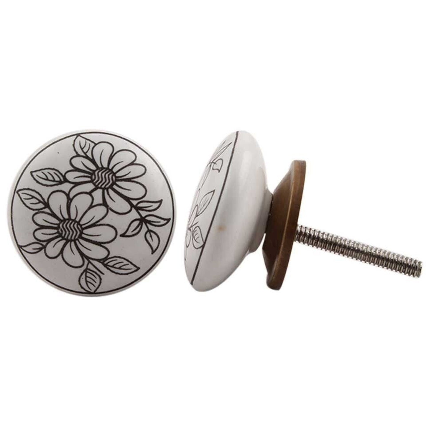 Handmade Ceramic Knobs, Floral