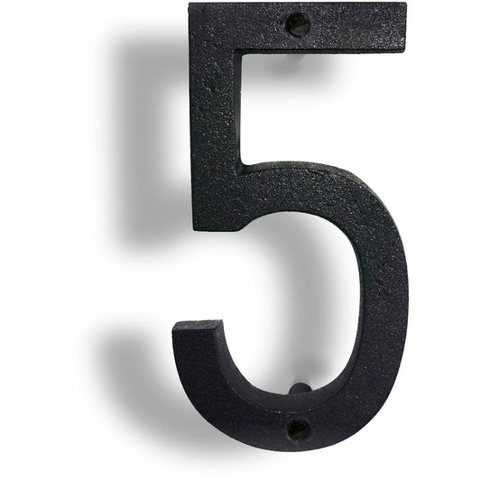 Colonial Wrought Iron Floating Number, 6.5 in, BLK, # 5