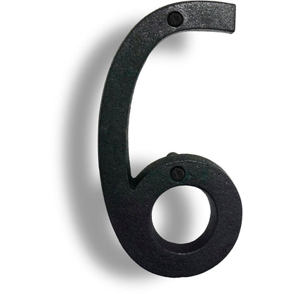 Colonial Wrought Iron Floating Number, 6.5 in, BLK, # 6