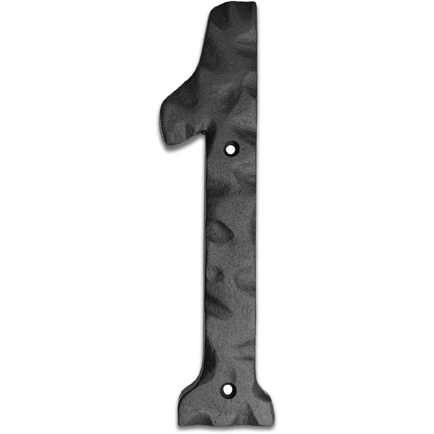 Matte Black Hammer Tone Cast Iron House Number, 6 inch, #1