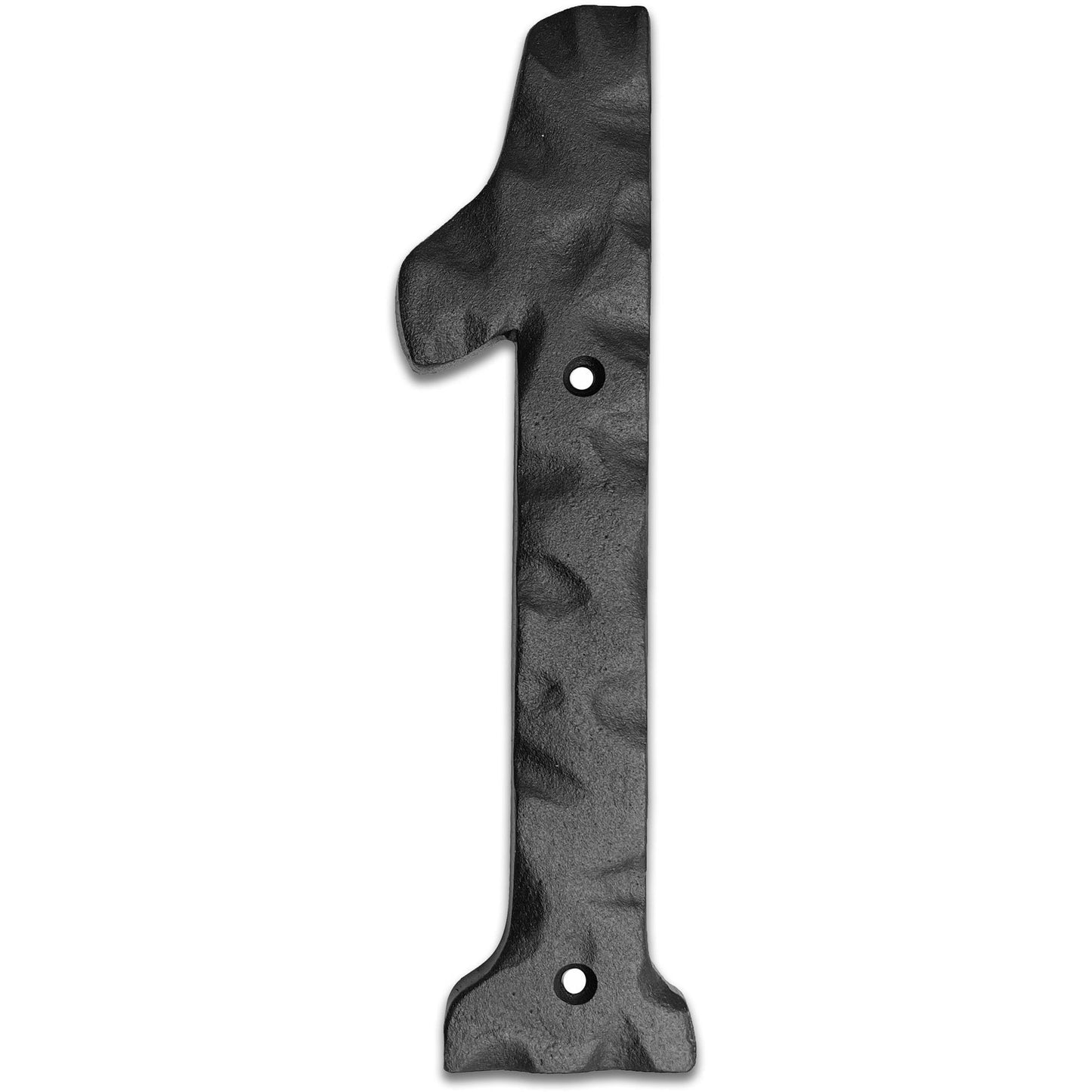 Matte Black Hammer Tone Cast Iron House Number, 8 inch, #1