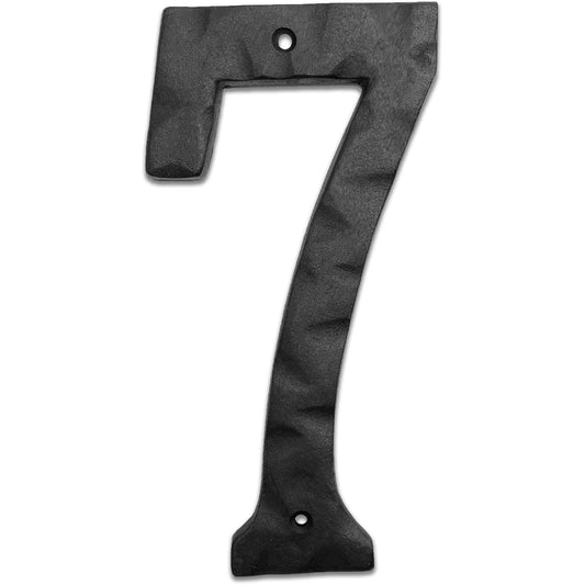 Matte Black Hammer Tone Cast Iron House Number, 8 inch, #7