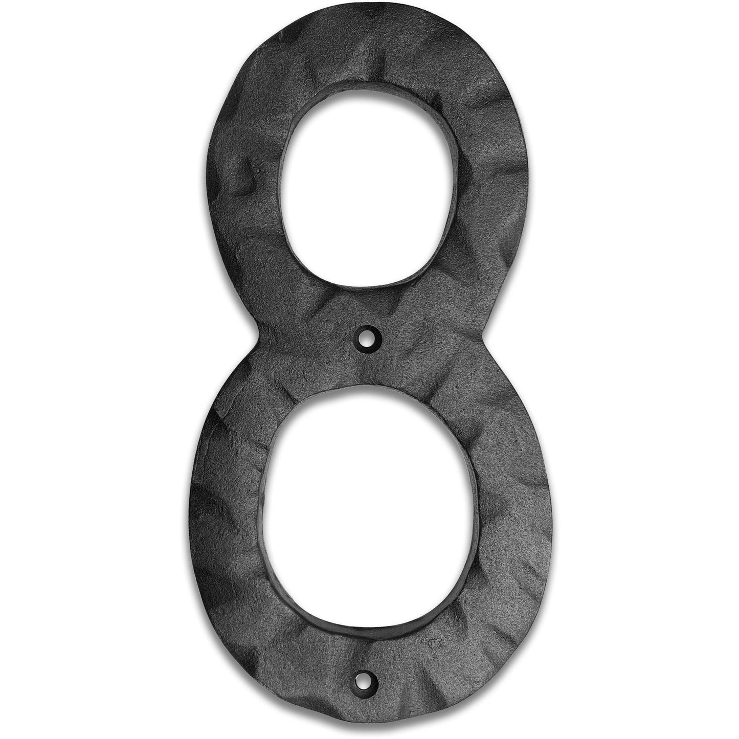 Matte Black Hammer Tone Cast Iron House Number, 8 inch, #8