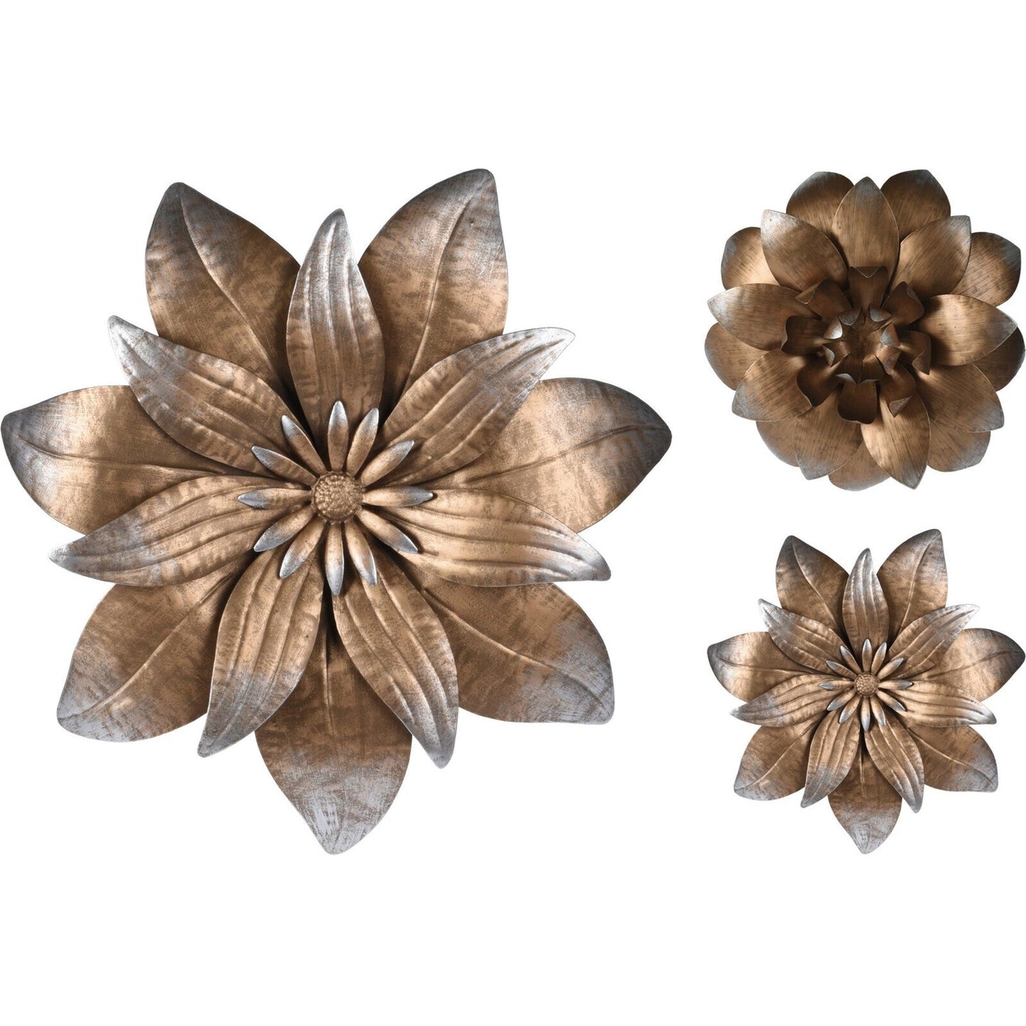 Wall Decoration Flower Metal, Golden Color, 2 Ass.