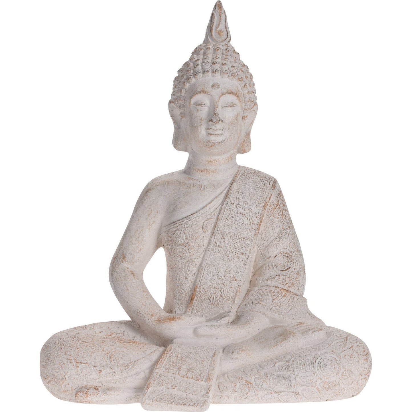 Buddha Sitting, Mgo, Cream Antique Finish