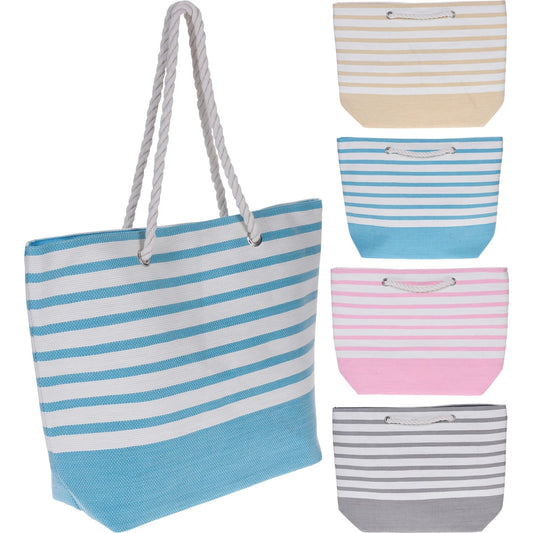 Striped Beach Bag, 4Asst, Size 52X38X1