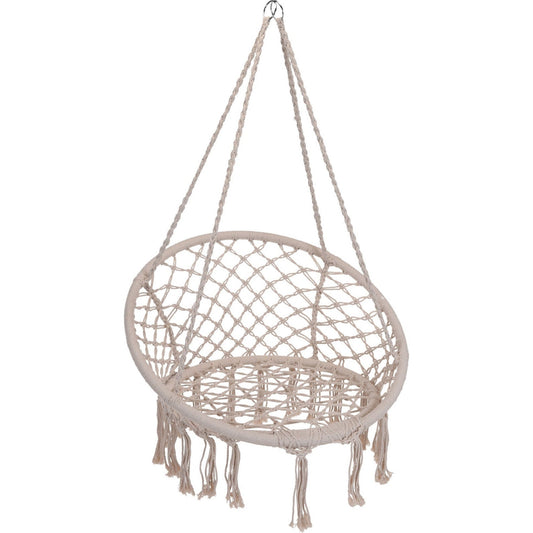 Hanging Chair Round. Poly Cotton, Off White