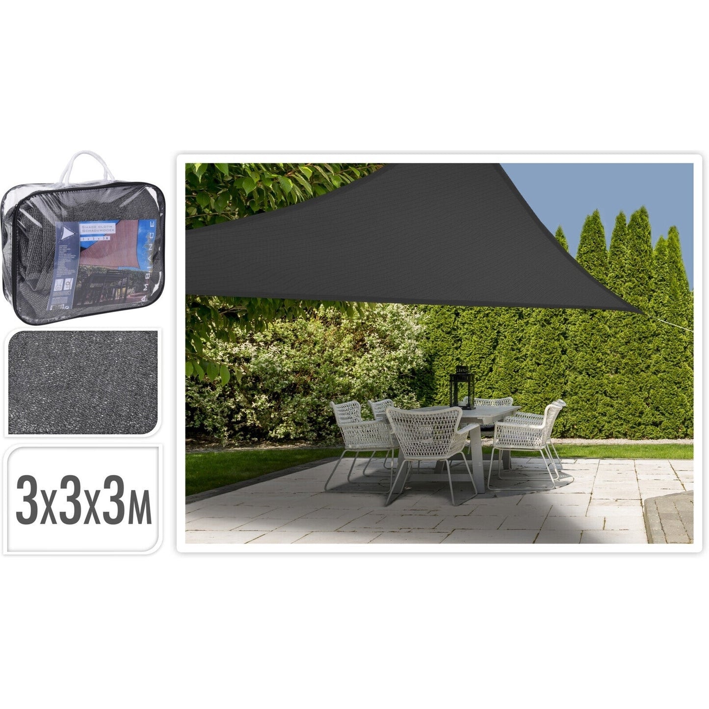 Shade Cloth Triangle, 3X3X3M, Grey Col,, Last Cha