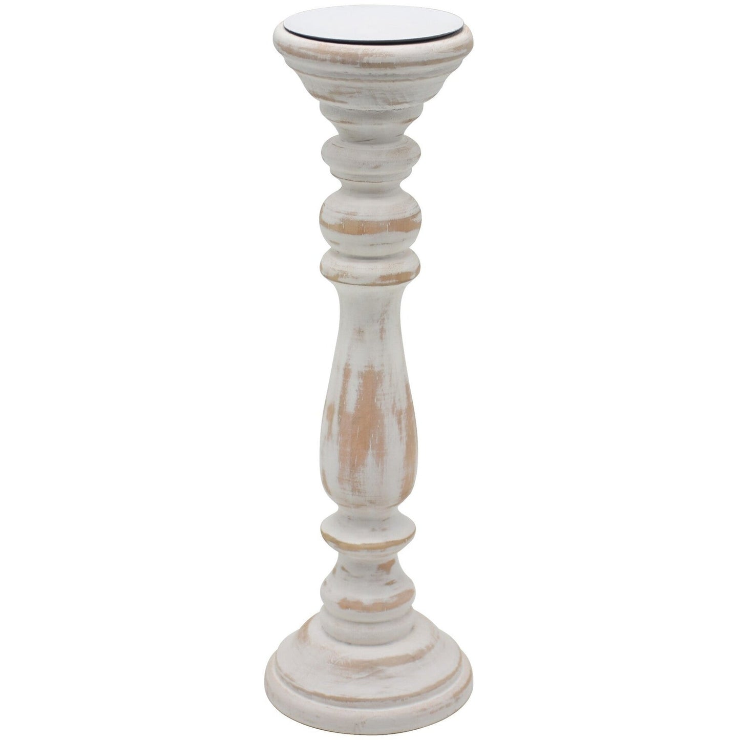 Wood Candle Holder, Antique White