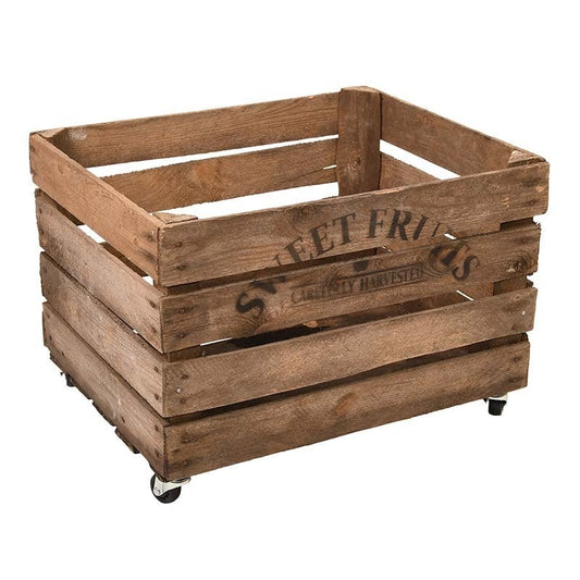 Wooden Apple Crate On Wheels