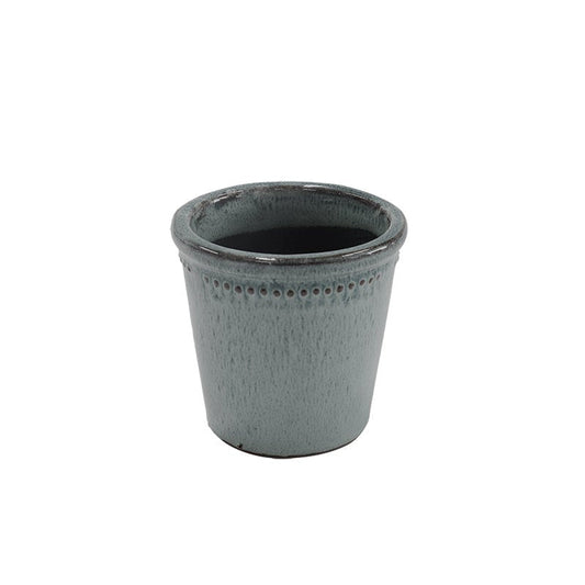 Flower Pot Glazed Grey 12CM