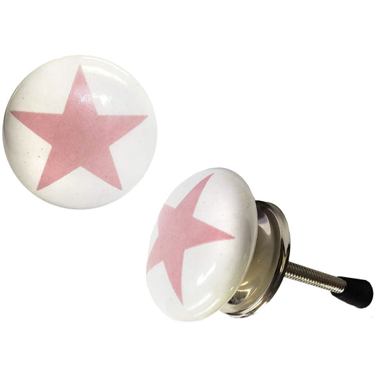 Round Knob, Pink Star, Cerami