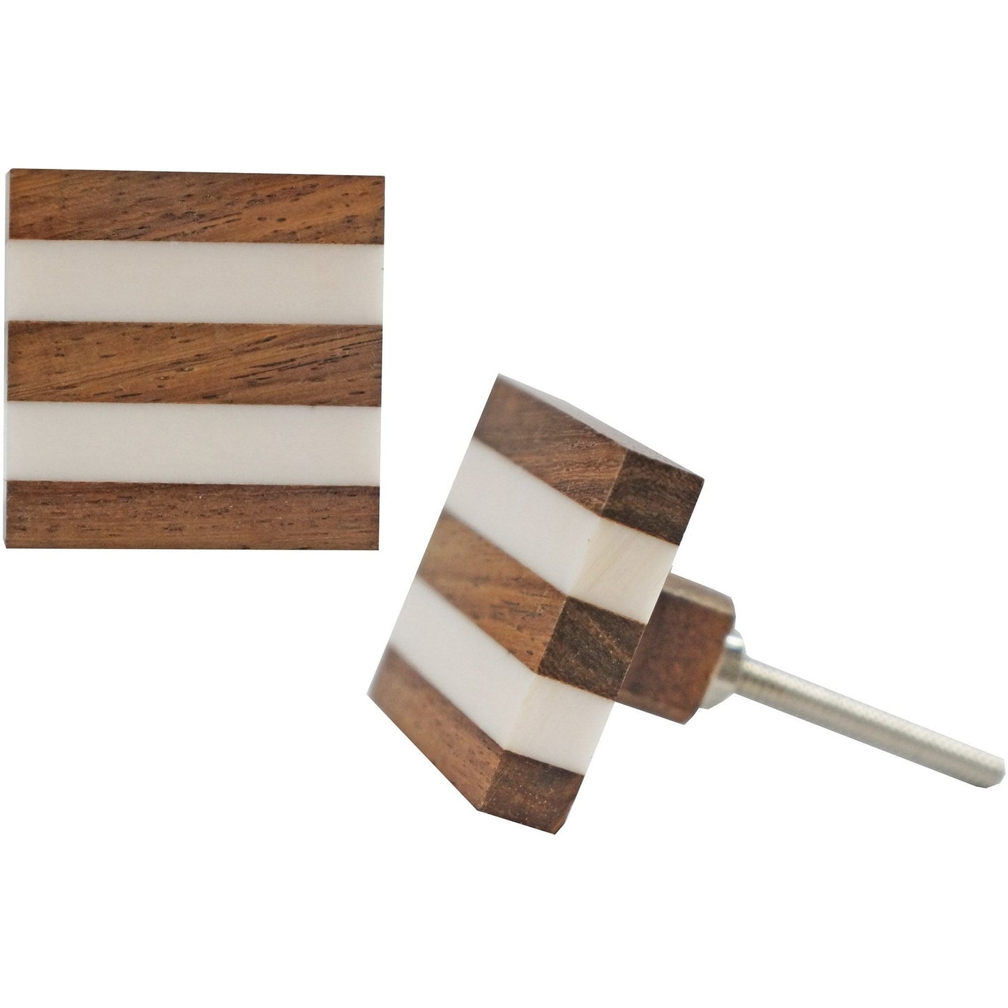 Striped Square Knob, Crm, Last Chance