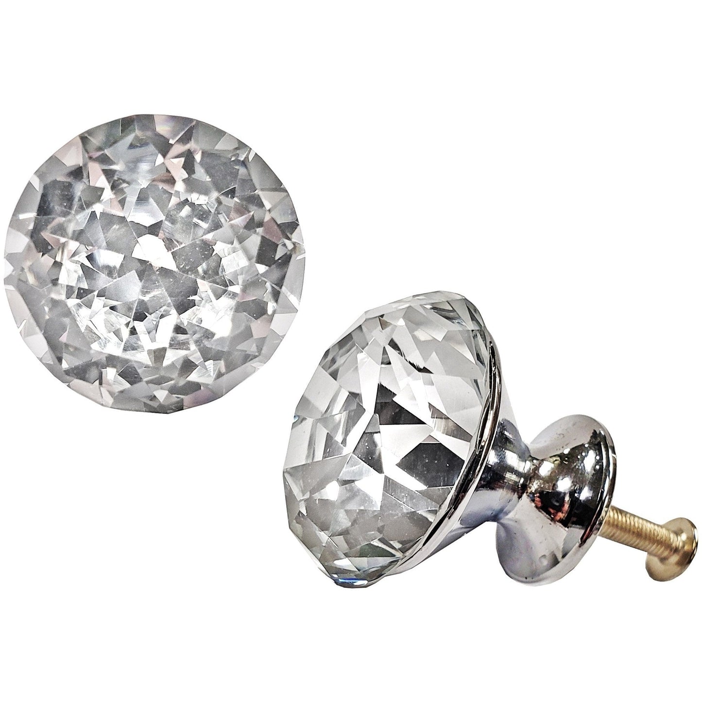 Princess Diamd  Knob,Wht Gls,S