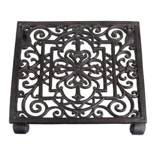 Indoor Cast Iron Square Plant Trolley L