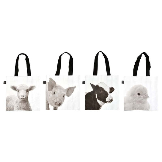 Shopping Bag Farm Animals B/W S Ass