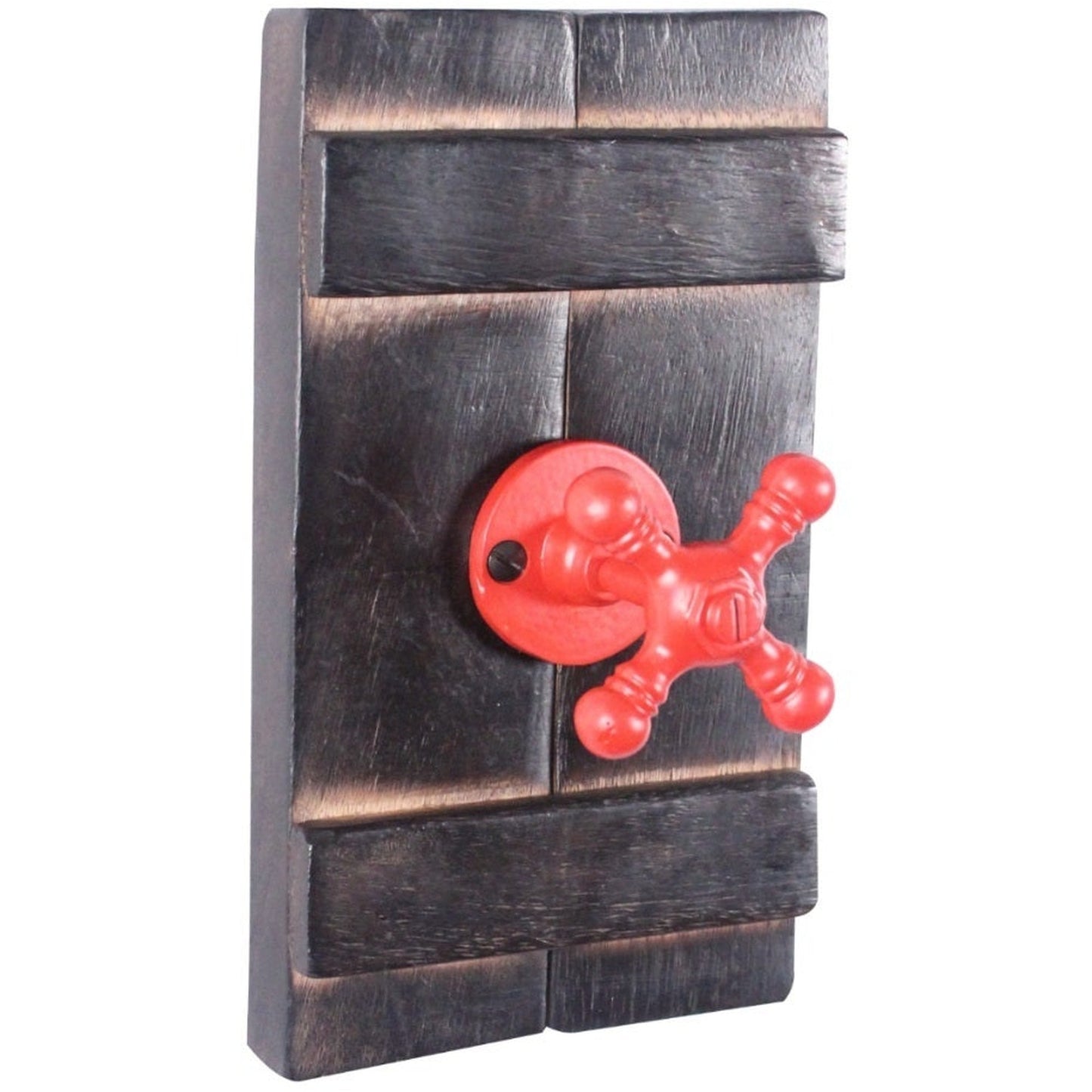 Classic Valve Hook, Red, Iron/Wood