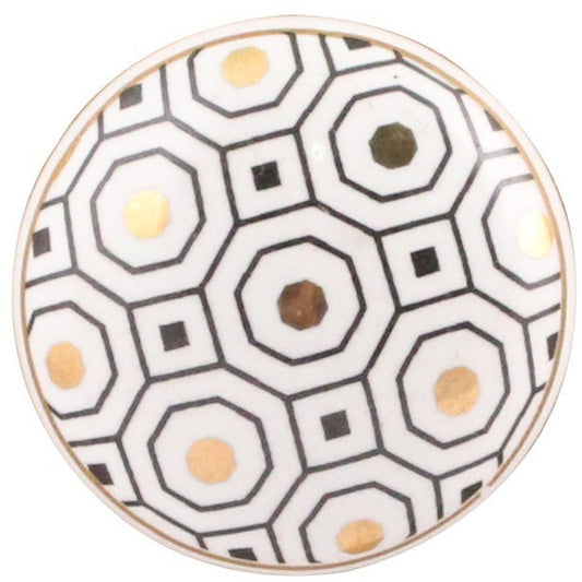 Ceramic Knob, White/Gold