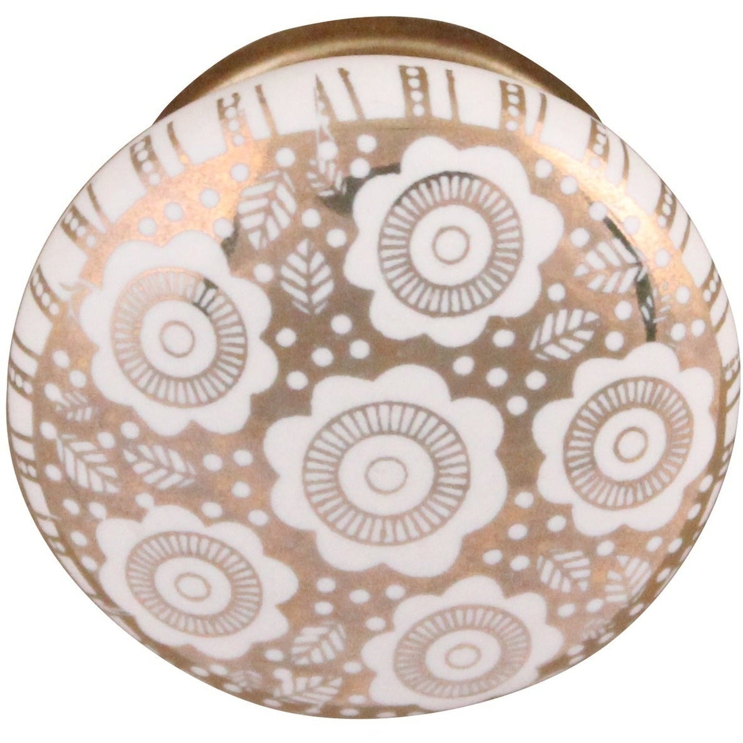 CERAMIC KNOB, WHITE/GOLD