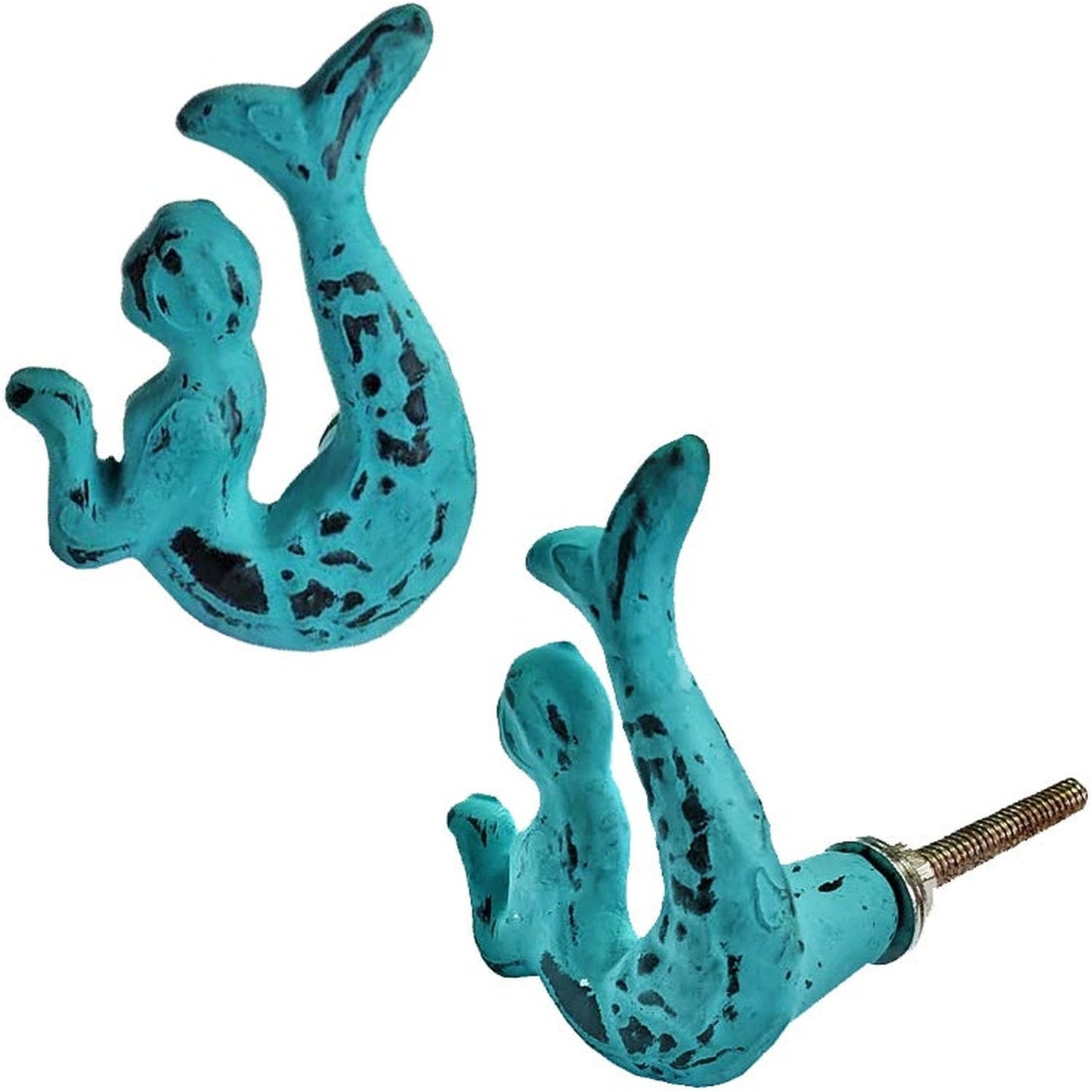 Mermaid Knob Metal Turquoise, Last Chance