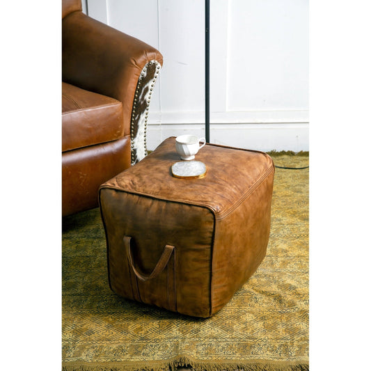 Minimal Leather Pouf, 25% Off