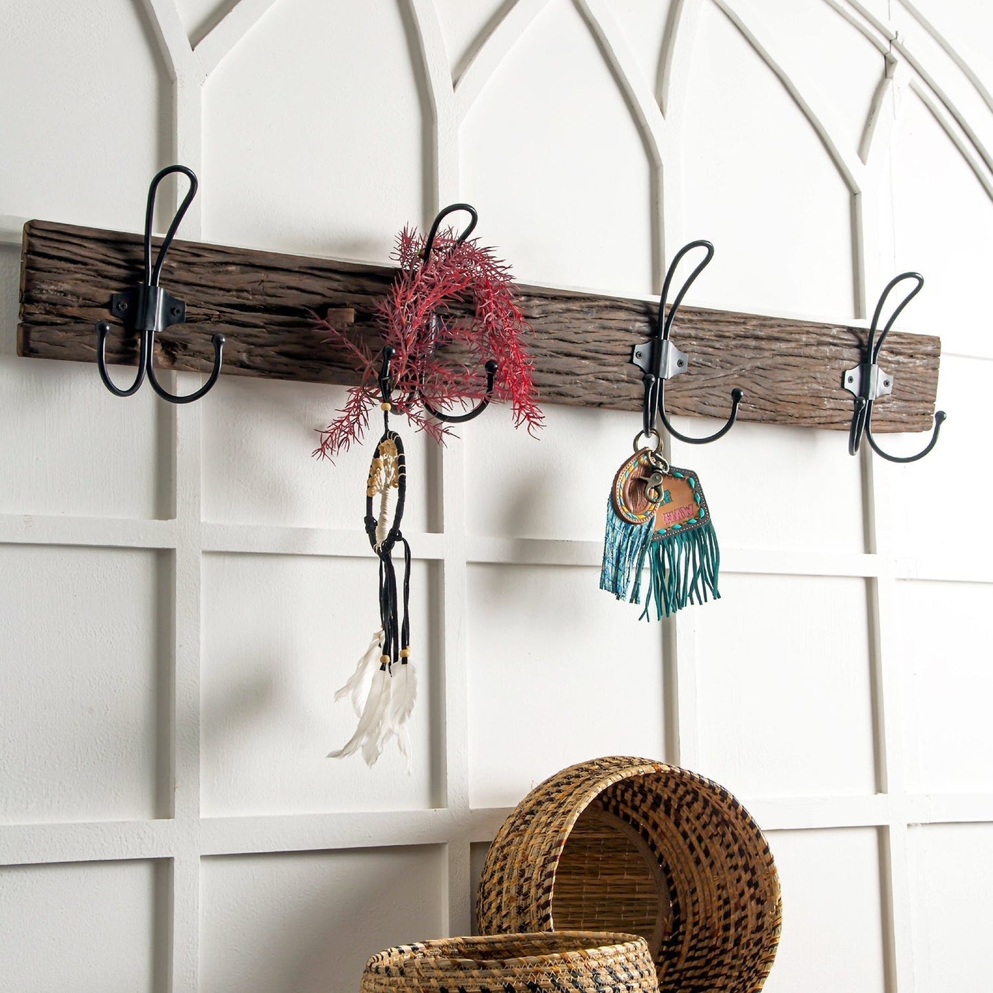 Wooden 4 Hooks Rack, 25% Off