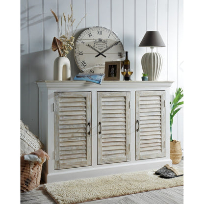 Wooden 3 Door Sideboard, Antique White