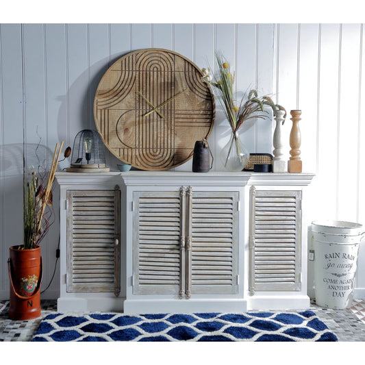 Wooden 4 Door Sideboard, Antique White