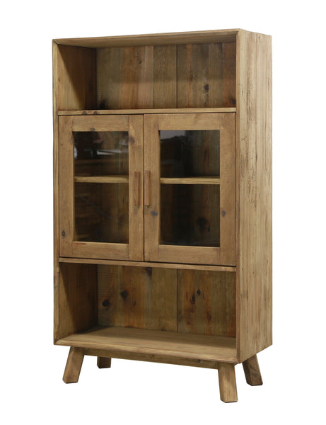 Reclaimed Wooden Storage Cabinet With Glass Doors