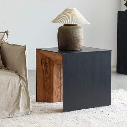 Reclaimed Wooden Side Table, Black Oak Veneer