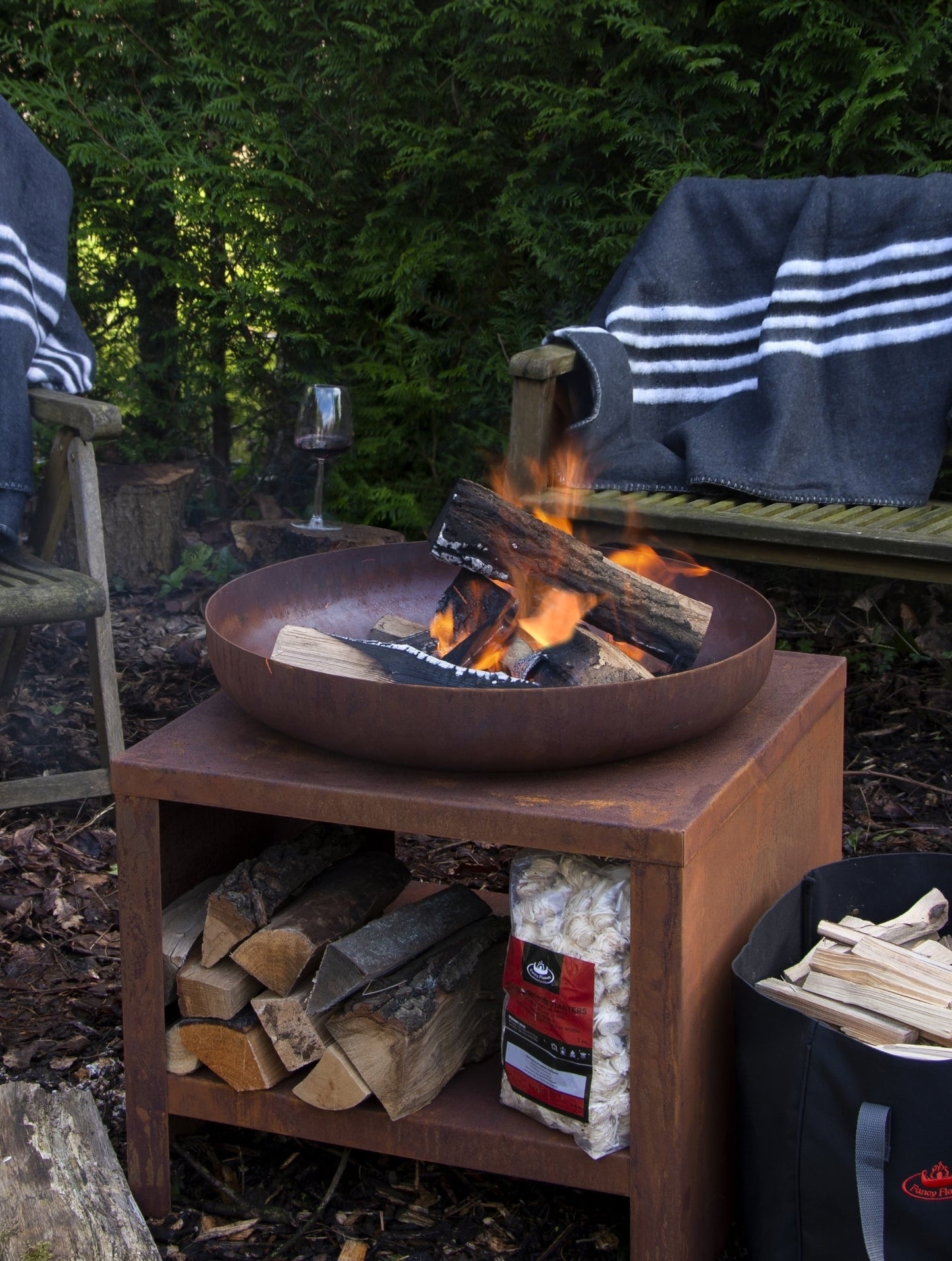 Fire Bowl With Wood Storage 80 cm Rust