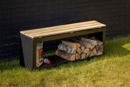 Bench With Wood Storage Rectangular
