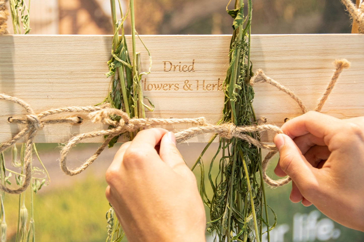Flowers And Herbs Drying Rack With Rope