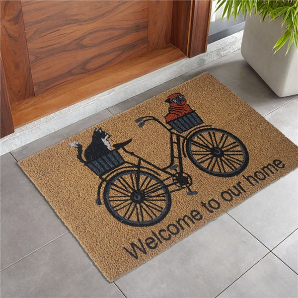 Bicycle Doormat, "Welcome to our home", 18x30in