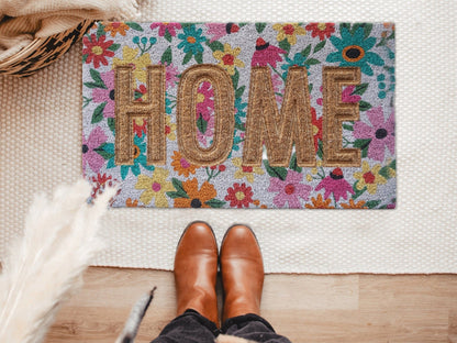 Pressed Coir Doormat "Home", Multicolor, PVC Tufted