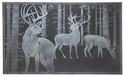 Deer In The Woods Rubber Doormat, Sliver Finish