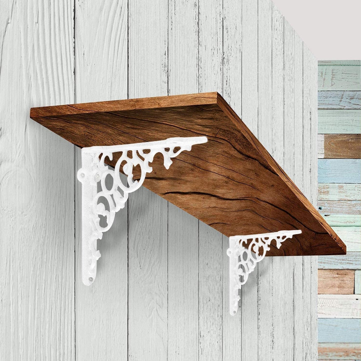 Shelf Bracket, Scroll, White