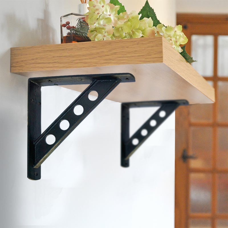 Circled Corner Bracket, Antique Black, Large