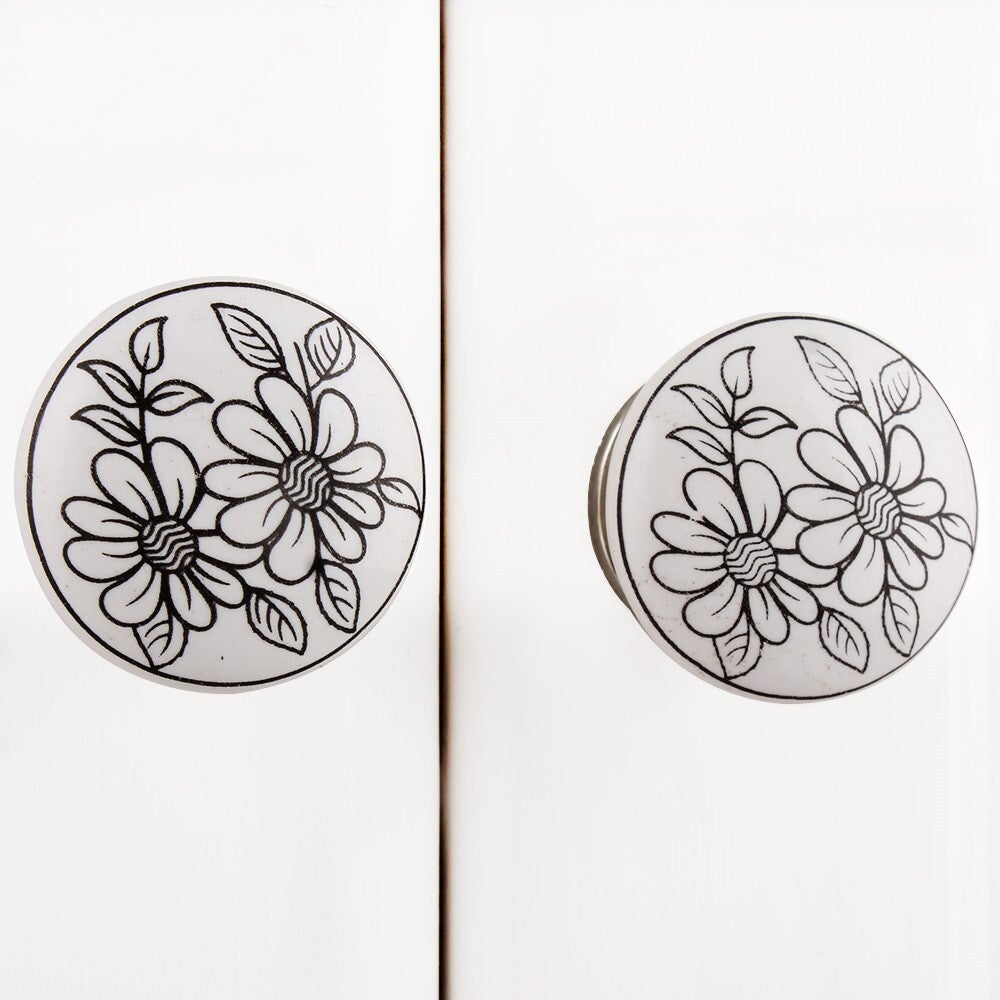 Handmade Ceramic Knobs, Floral